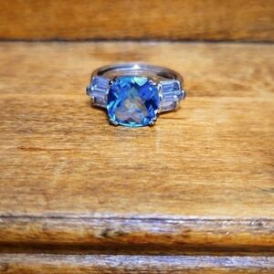 Light Blue Crystal & Clear Stone Ring Interior Expansion Band